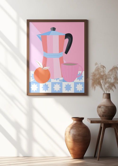 Still Life with Moka Pot Framed Art Modern Wall Decor