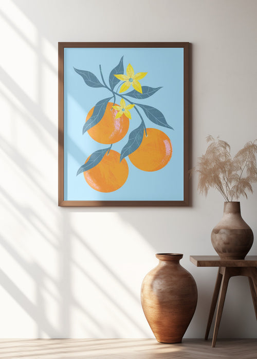 Orange Branch Framed Art Wall Decor