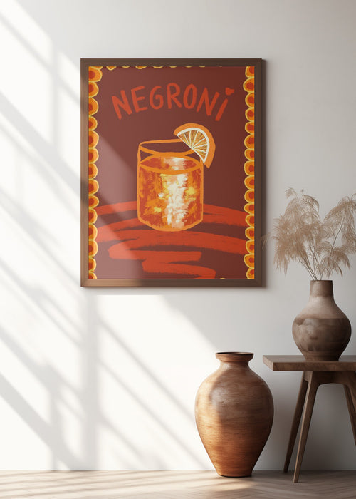 Cocktail Negroni Framed Art Modern Wall Decor