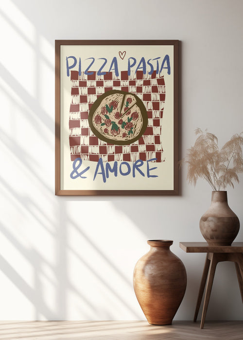 Pizza Pasta &amp; Amore Framed Art Modern Wall Decor