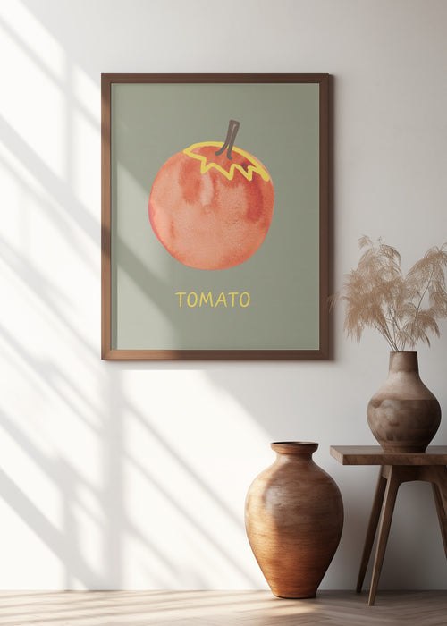 Tomato in Green Framed Art Modern Wall Decor