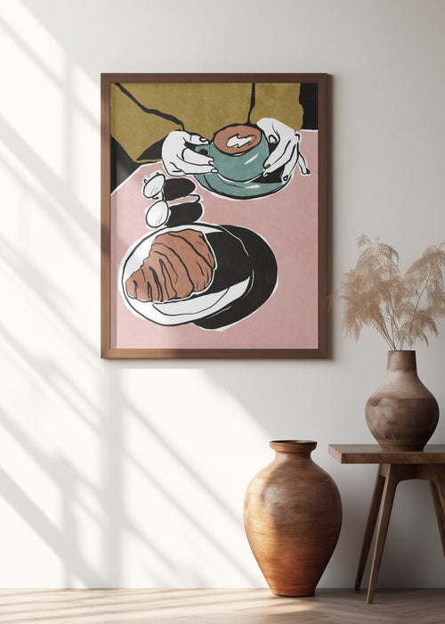 Croissant et café au lait Framed Art Wall Decor