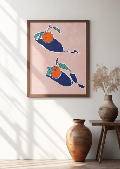 Abstract Oranges Framed Art Modern Wall Decor