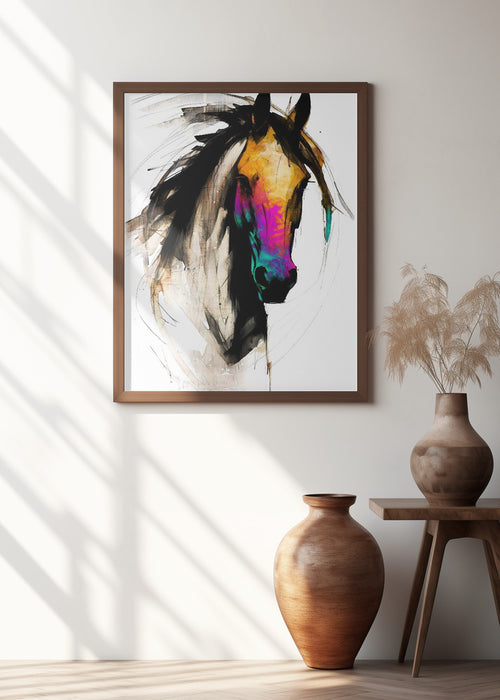 Horse Wild Tribal Illustration Art 01 Framed Art Modern Wall Decor