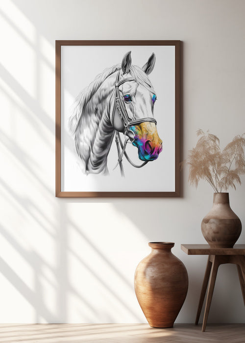 Horse Wild Tribal Illustration Art 03 Framed Art Modern Wall Decor