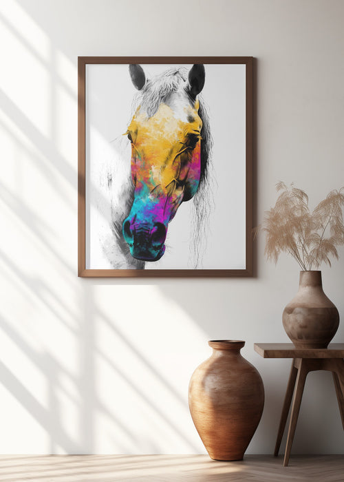 Horse Wild Tribal Illustration Art 08 Framed Art Wall Decor