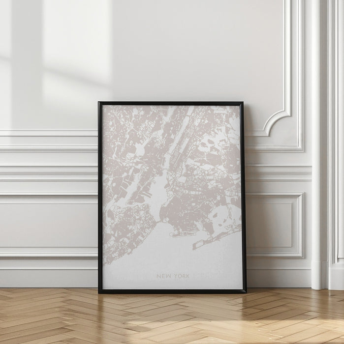 New York Map Framed Art Modern Wall Decor