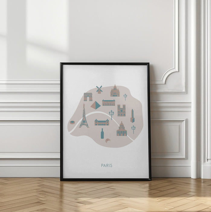 Paris Map Framed Art Wall Decor