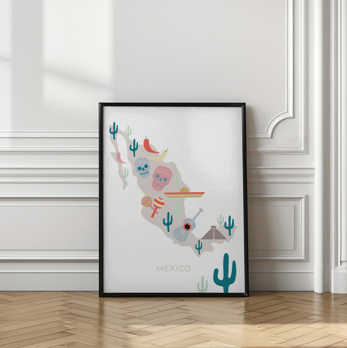 Mexico Map No 1 Framed Art Modern Wall Decor