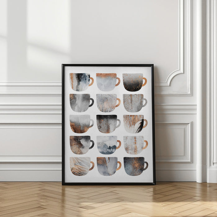 Dreamy Coffee Cups Framed Art Modern Wall Decor