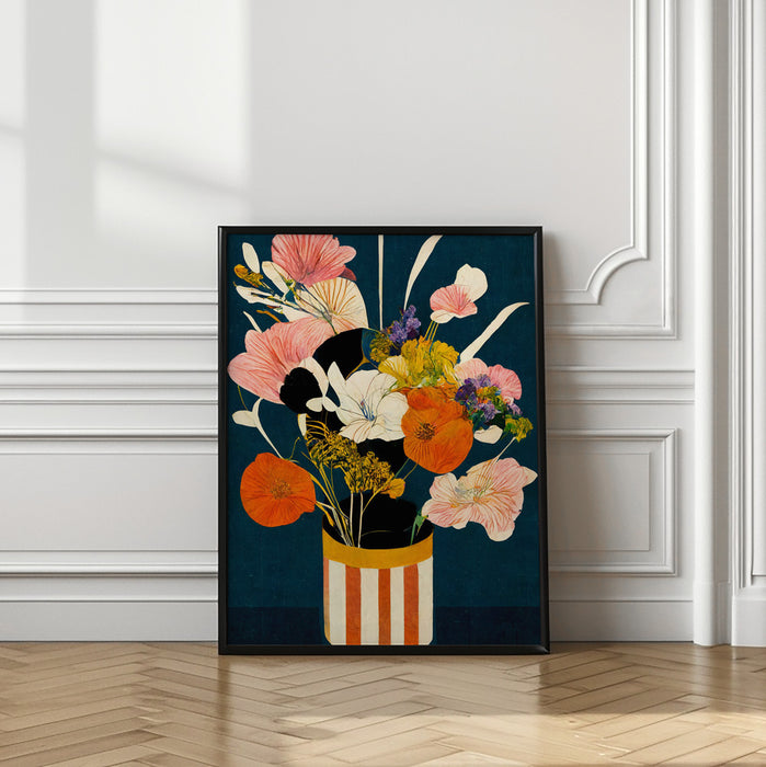 Flowers At Night Framed Art Modern Wall Decor