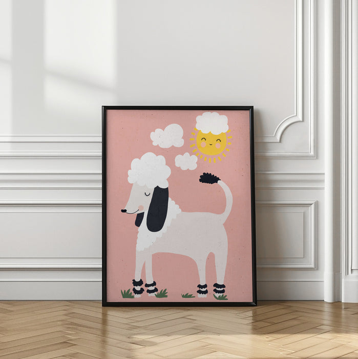 Happy Poodle Framed Art Modern Wall Decor