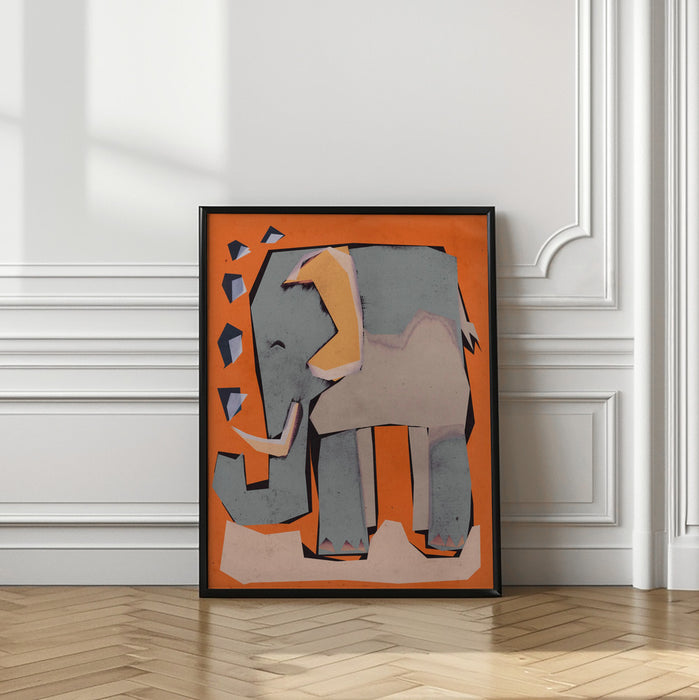 Happy Elephant Framed Art Modern Wall Decor