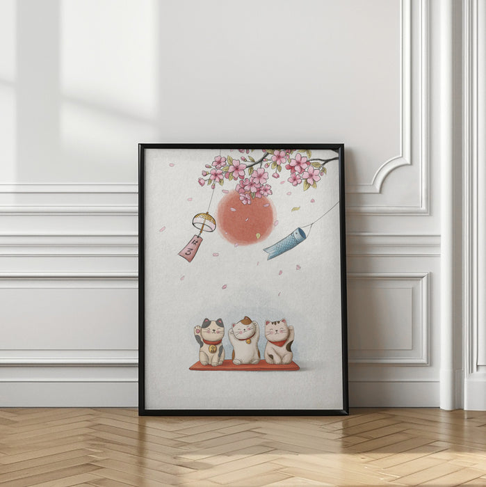 Lucky Cat Framed Art Modern Wall Decor