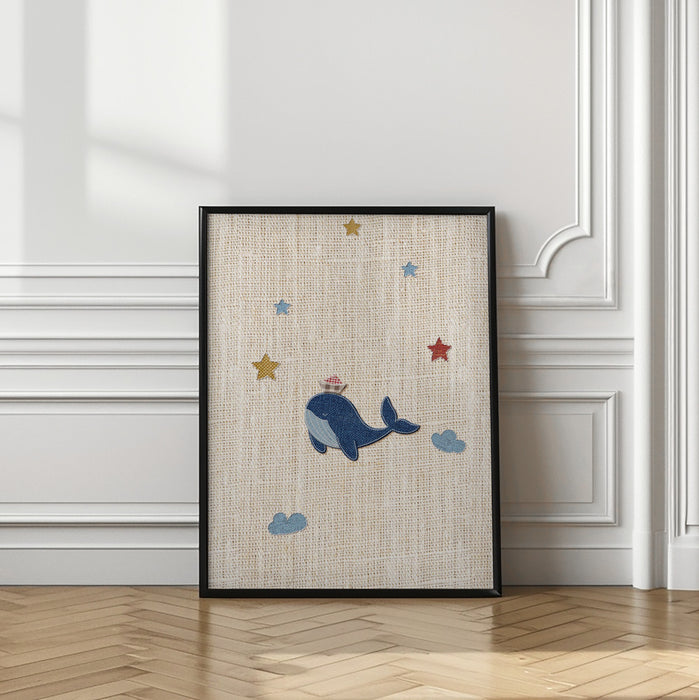 Cute Whale Framed Art Modern Wall Decor