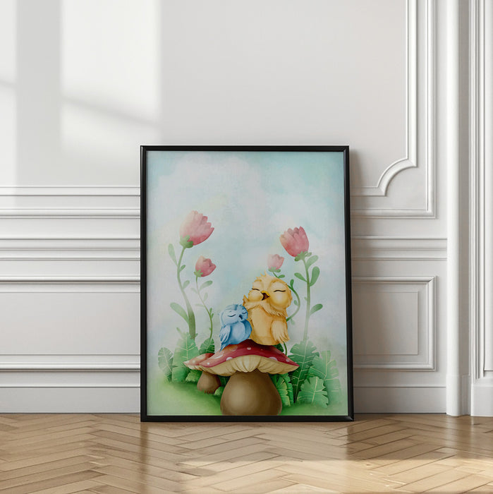 Cute Owls Framed Art Modern Wall Decor