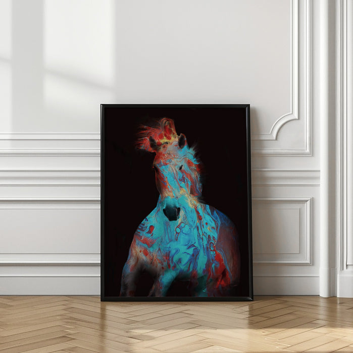 Running Bashful Horse Framed Art Modern Wall Decor