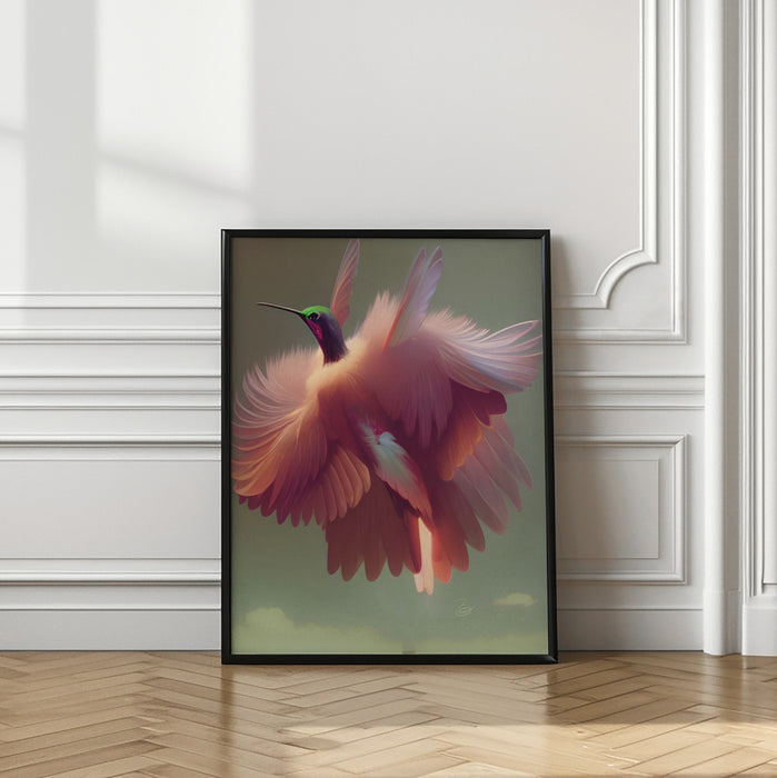 Humming Bird with Pink Wings Framed Art Wall Decor