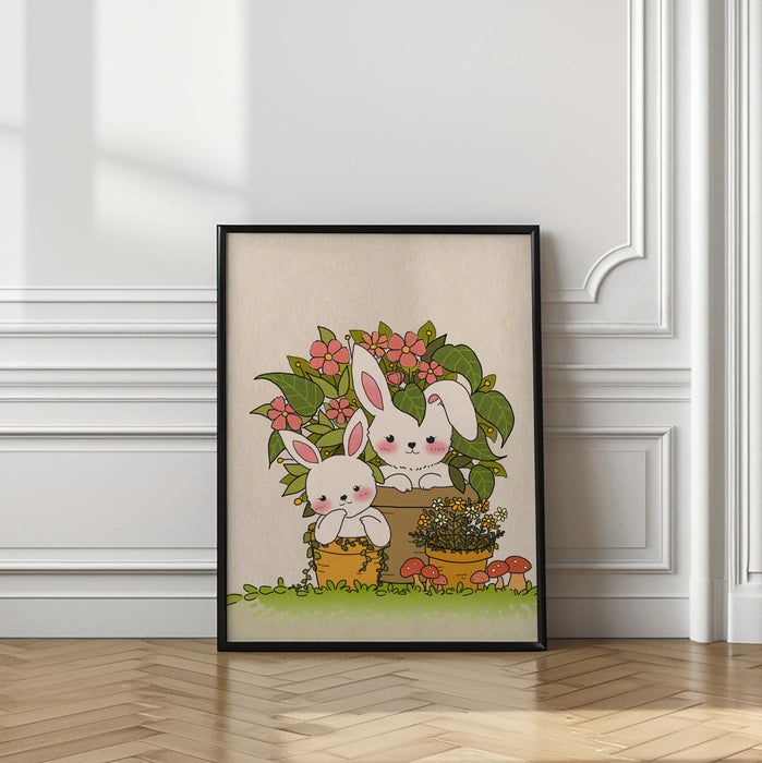 Couple Bunny Framed Art Wall Decor