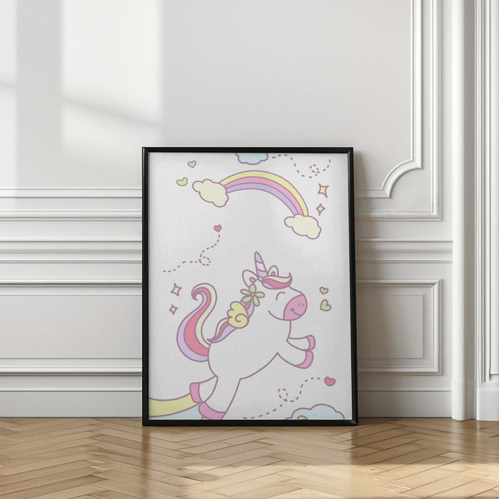 Unicorn and Baby girl Framed Art Wall Decor