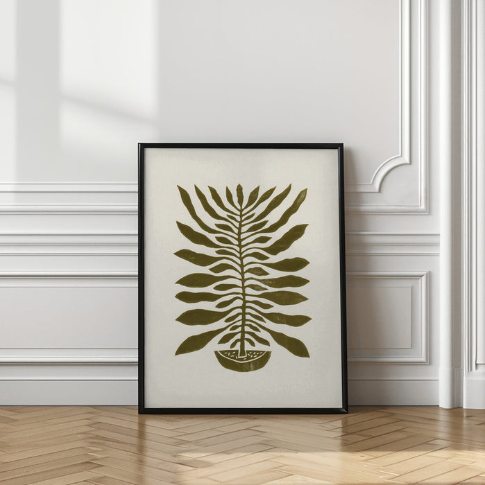 ne Hundred-Leaved Plant #22 / Lino Print Framed Art Modern Wall Decor