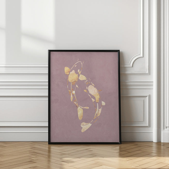 Pink Gold Koi Fish 1 Framed Art Modern Wall Decor