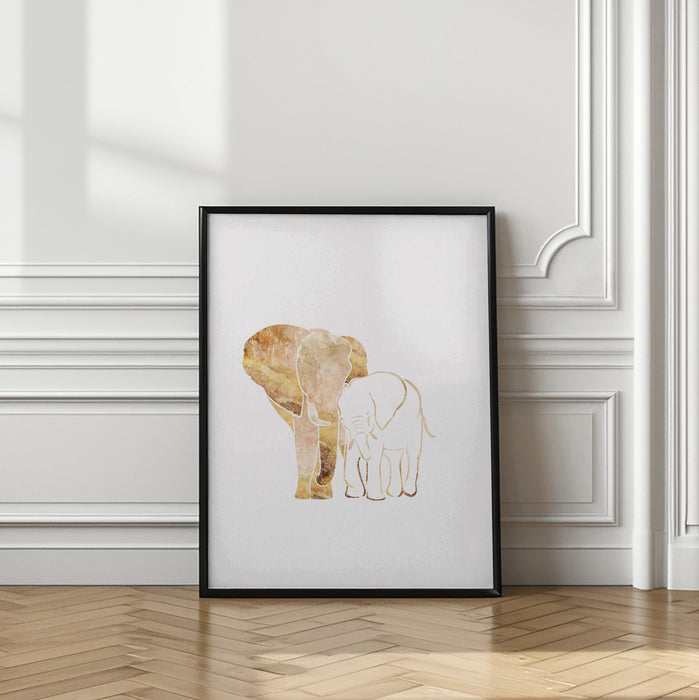 White Gold Elephants 2 Framed Art Wall Decor