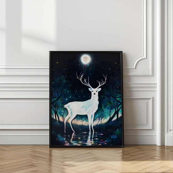 Paint Deer Framed Art Modern Wall Decor