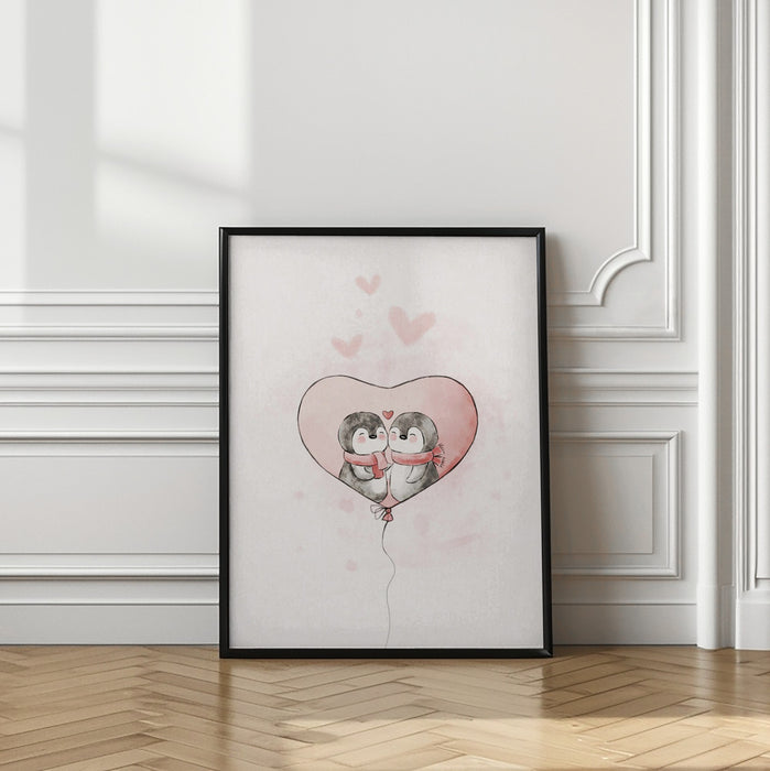 Penguin in love Framed Art Wall Decor