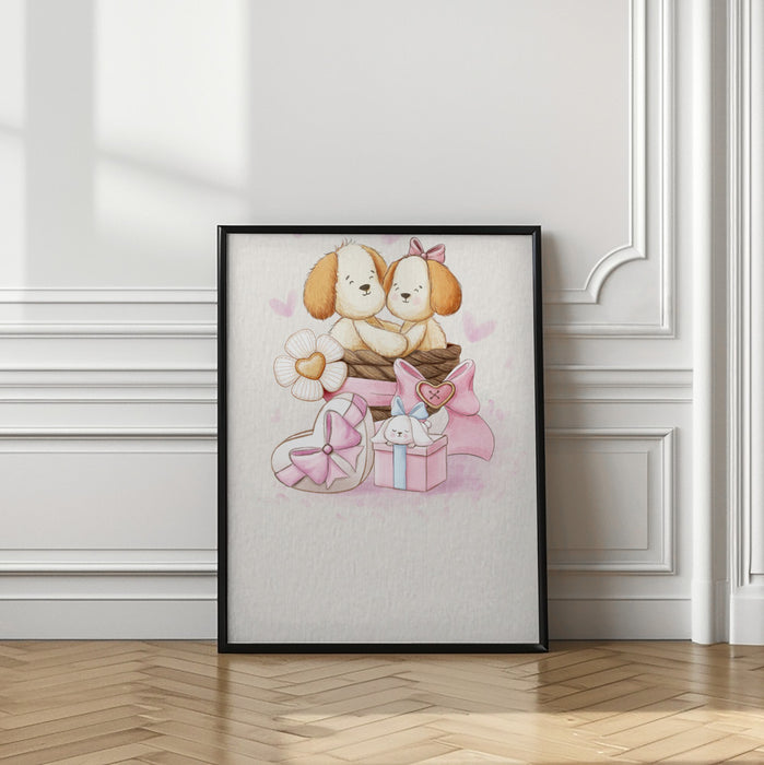 Puppy in Love Framed Art Modern Wall Decor