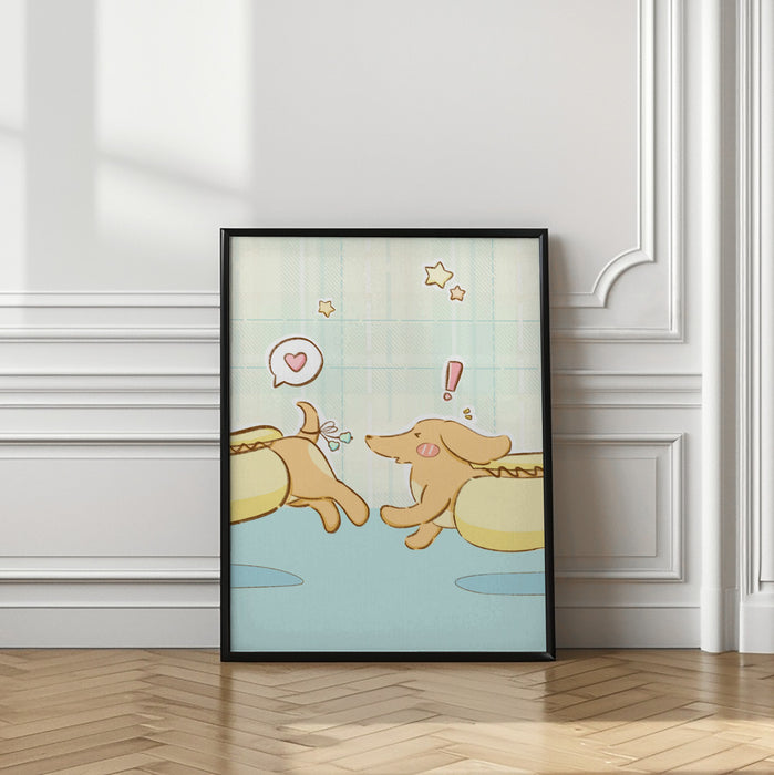 Lovely Dachshund Dog Framed Art Modern Wall Decor