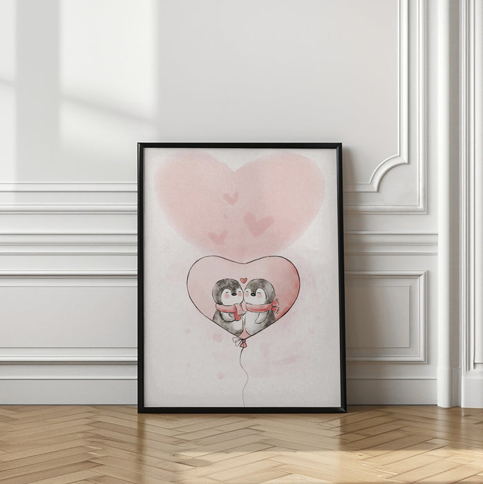 Penguin in love Framed Art Wall Decor