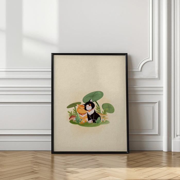 Cats in Love Framed Art Modern Wall Decor