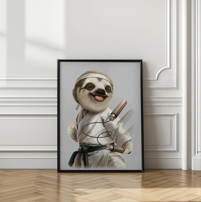 karate sloth Framed Art Wall Decor