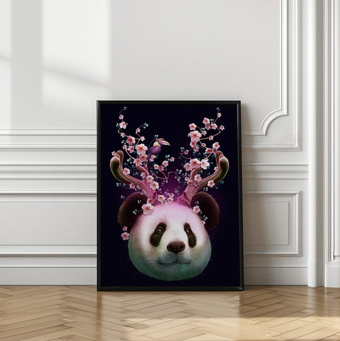 panda horns up Framed Art Modern Wall Decor