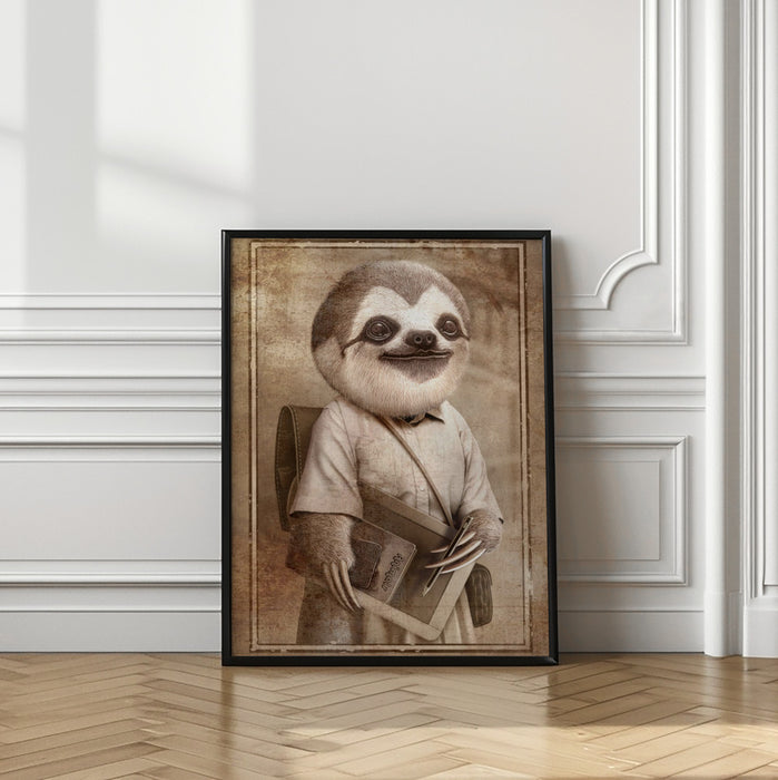 STUDENT SLOTH Framed Art Wall Decor