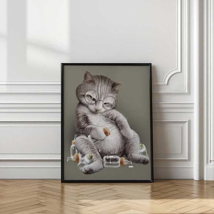 greedy cat Framed Art Modern Wall Decor