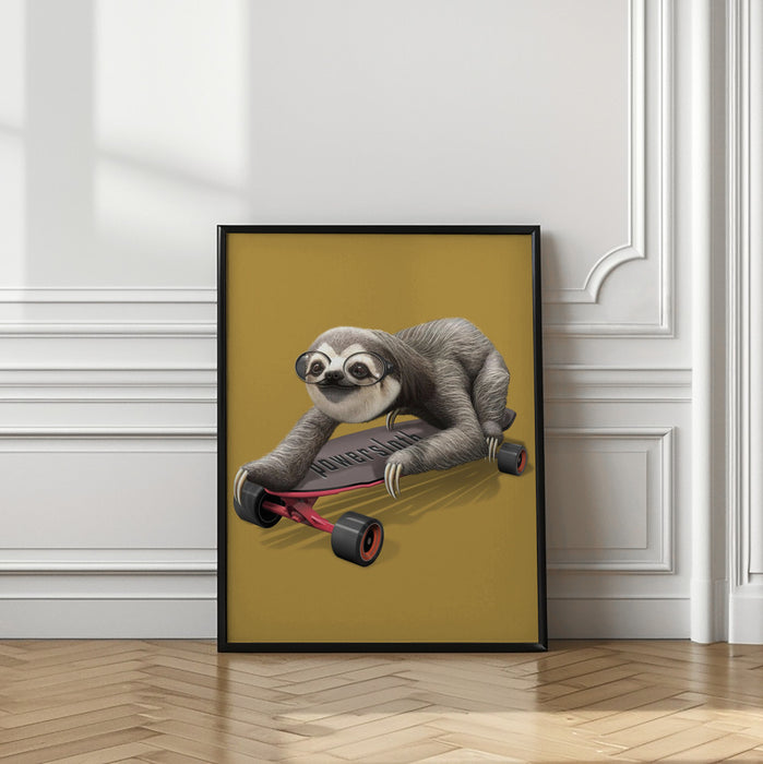 sloth on skateboard Framed Art Wall Decor