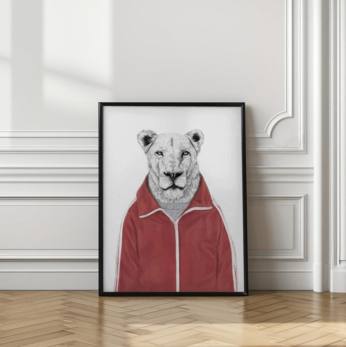 Sporty Lion Framed Art Wall Decor