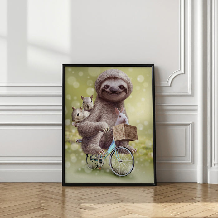 SLOTH GO RIDING Framed Art Modern Wall Decor