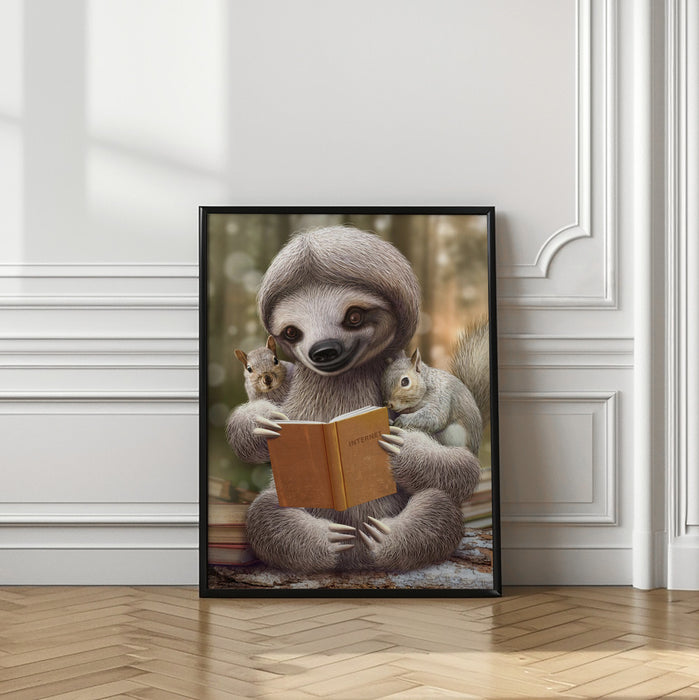 SLOTH SHARING KNOWLEDGE Framed Art Wall Decor