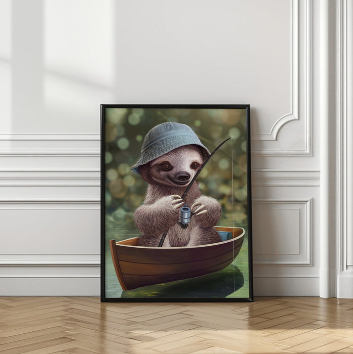 SLOTH GO FISHING Framed Art Wall Decor