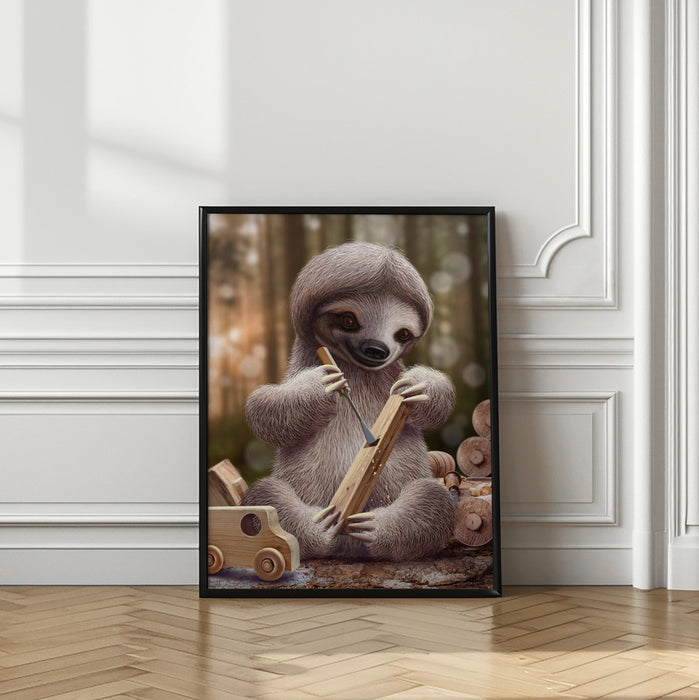 SLOTH THE TOY MAKER Framed Art Wall Decor