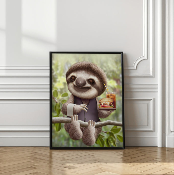 SLOTH ONTREE DELIVERY Framed Art Wall Decor