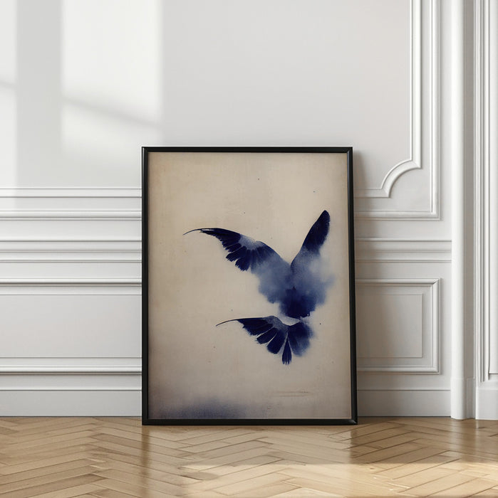 Indigo Bird Framed Art Modern Wall Decor