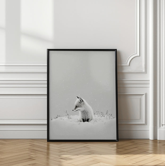 Snow Fox Framed Art Modern Wall Decor