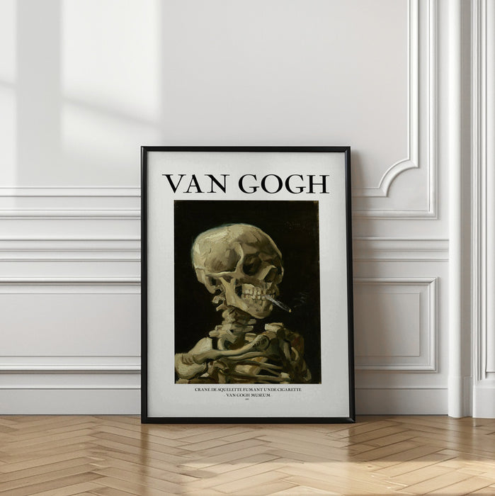 Head of a skeleton with a burning cigarette Framed Art Wall Decor