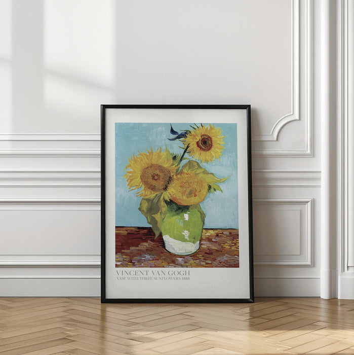 Vase With Three Sunflowers Framed Art Wall Decor