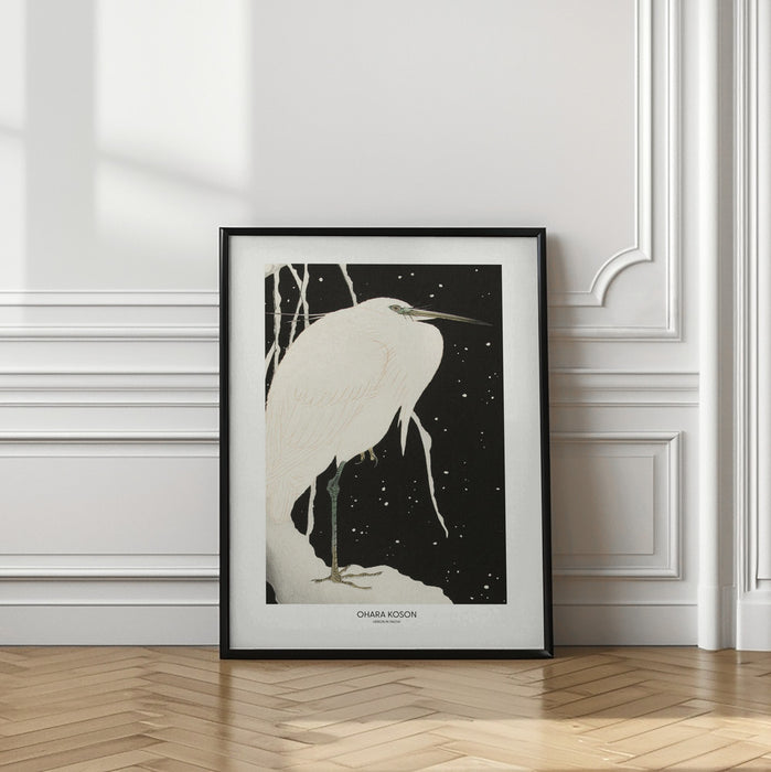 Heron In The Snow Framed Art Modern Wall Decor