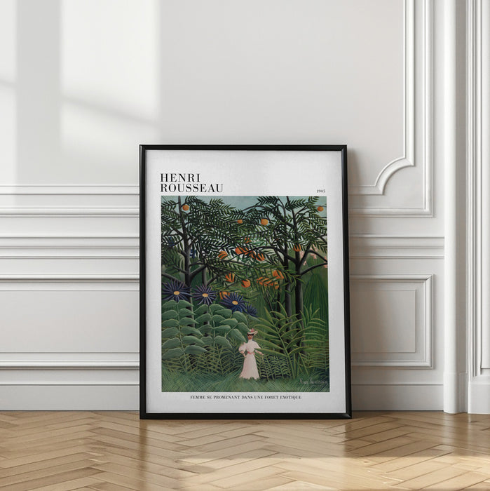 Femme Se Promenant Dans Une Foret Exotique Framed Art Modern Wall Decor